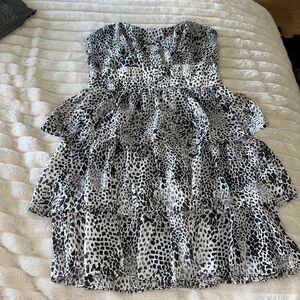 Size small black print tube, cheetah dress